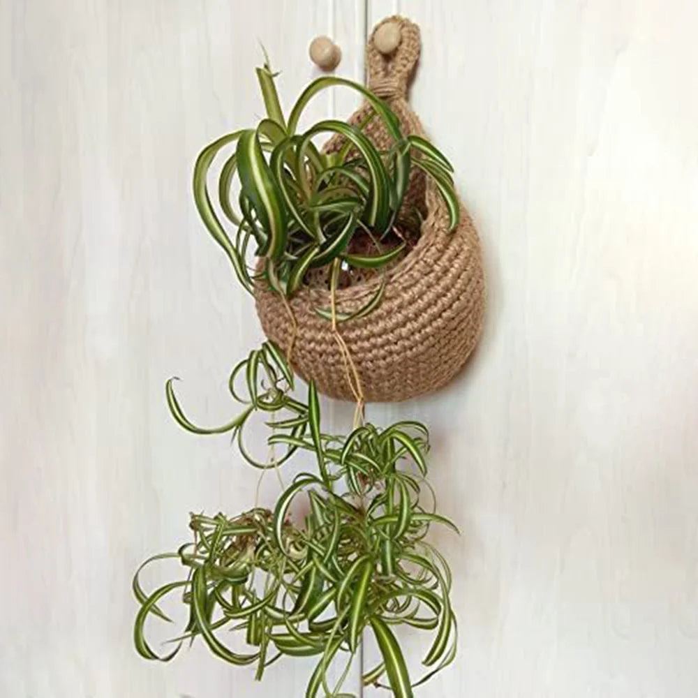 Jute Onion Basket Hanging for Pantry | Potato Garlic Storage | Boho Wall Baskets for Kitchen | Garlic Keeper | Bohemian Handwoven Wall Mount Fruit or Veggie Basket Decor