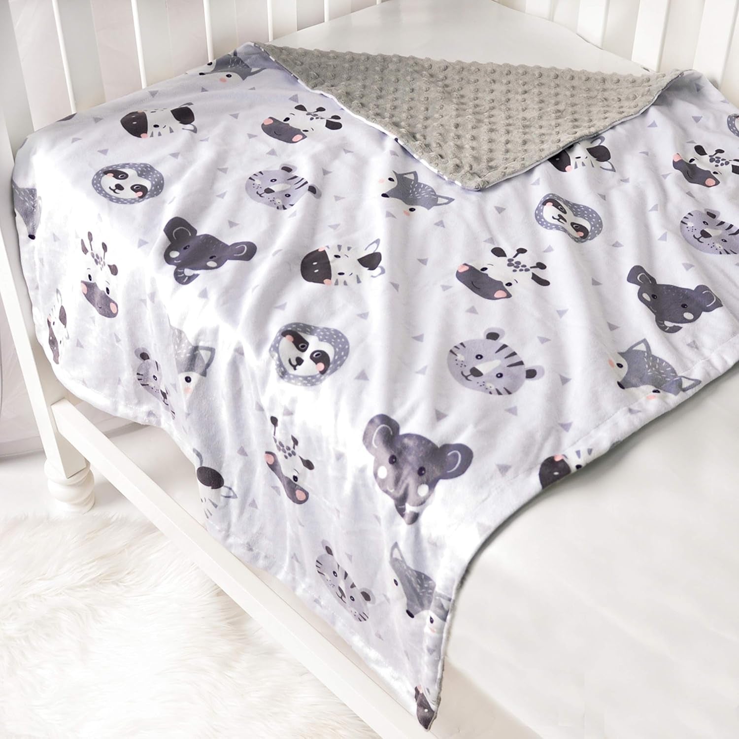 Baby Blanket Super Soft Plush with Double Layer Dotted Backing, Lovely Brown Animals Printed Unisex Design Receiving Blanket, 30X40 Inch