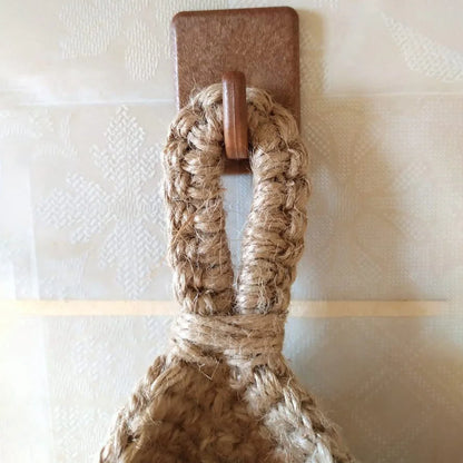 Jute Onion Basket Hanging for Pantry | Potato Garlic Storage | Boho Wall Baskets for Kitchen | Garlic Keeper | Bohemian Handwoven Wall Mount Fruit or Veggie Basket Decor