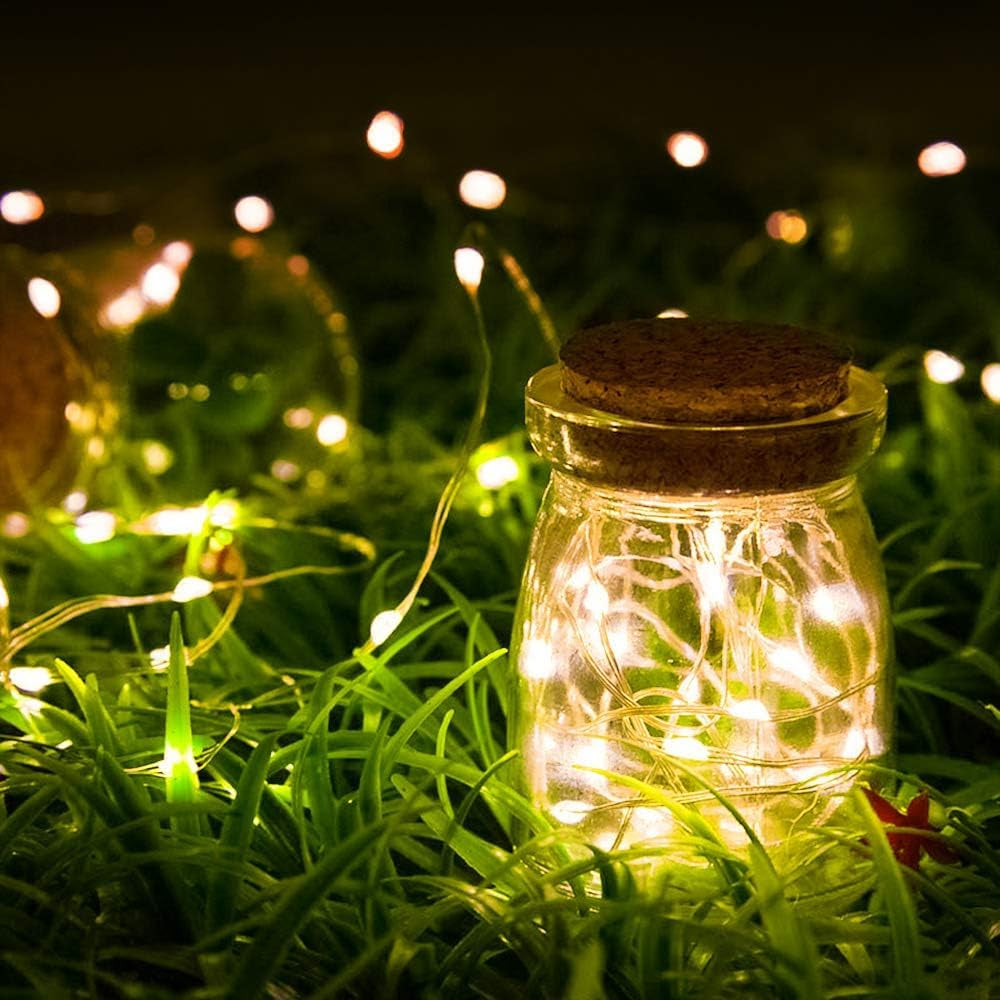 Waterproof LED Fairy String Lights Starry,Battery Operated String Lights No Timer for Indoor&Outdoor Decoration Wedding Christmas Holiday. (Warm White, 10Ft/2Pc)