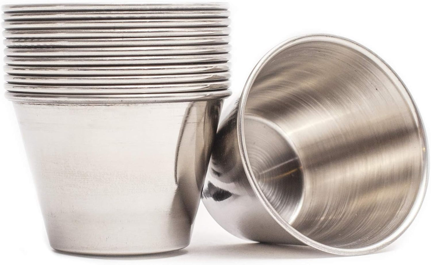 Ramekins Stainless Steel Condiment Sauce Cups, Metal Ramekins, Commercial Grade, Multifunctional, Ideal for All Hot and Cold Sauces, Individual Portion Cups (12, 4 Oz)