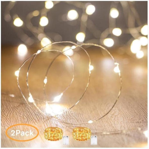 Waterproof LED Fairy String Lights Starry,Battery Operated String Lights No Timer for Indoor&Outdoor Decoration Wedding Christmas Holiday. (Warm White, 10Ft/2Pc)