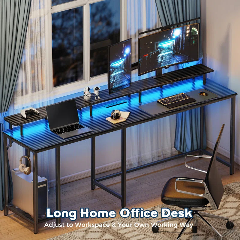 Kamai 54" Desk, L Shaped Desk, Computer Desk, L Desk, Corner Desk, Desks with LED Light, Writing Desk, Gaming Desk, Desk for Gaming