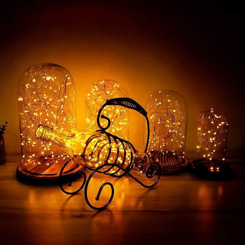 Waterproof LED Fairy String Lights Starry,Battery Operated String Lights No Timer for Indoor&Outdoor Decoration Wedding Christmas Holiday. (Warm White, 10Ft/2Pc)